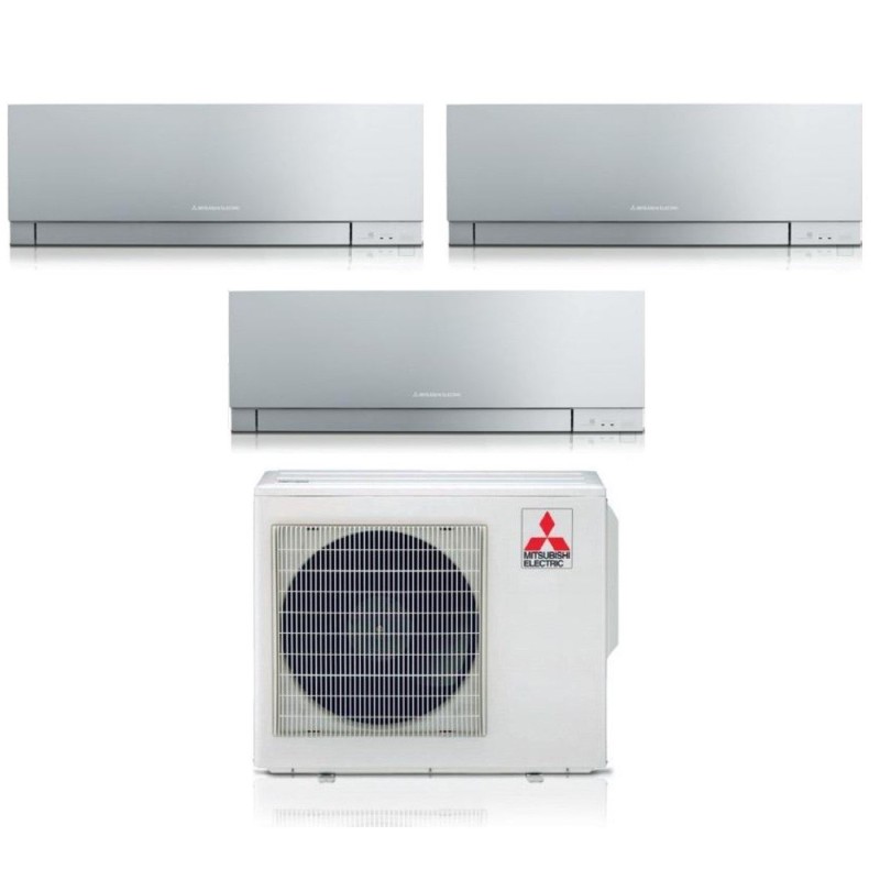Climatizzatore Condizionatore MITSUBISHI ELECTRIC Trial Split 12+12+18 serie KIRIGAMINE ZEN SILVER MSZ-EF Inverter con MXZ-3F68VF WI-FI INTEGRATO R-32 12000+12000+18000 A++/A+