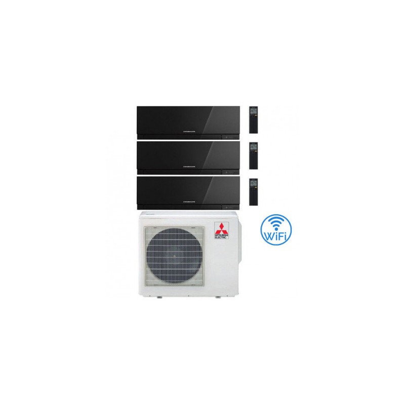 Climatizzatore Condizionatore MITSUBISHI ELECTRIC Trial Split 12+12+18 serie KIRIGAMINE ZEN BLACK MSZ-EF Inverter con MXZ-3F68VF WI-FI INTEGRATO R-32 12000+12000+18000 A++/A+